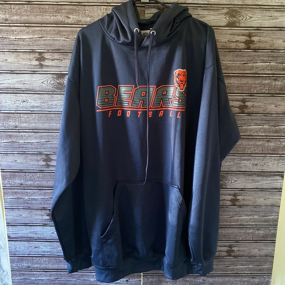 NFL Team Apparel Men's Chicago Bears Long-Sleeved Hooded Sweatshirt Size 2XLT